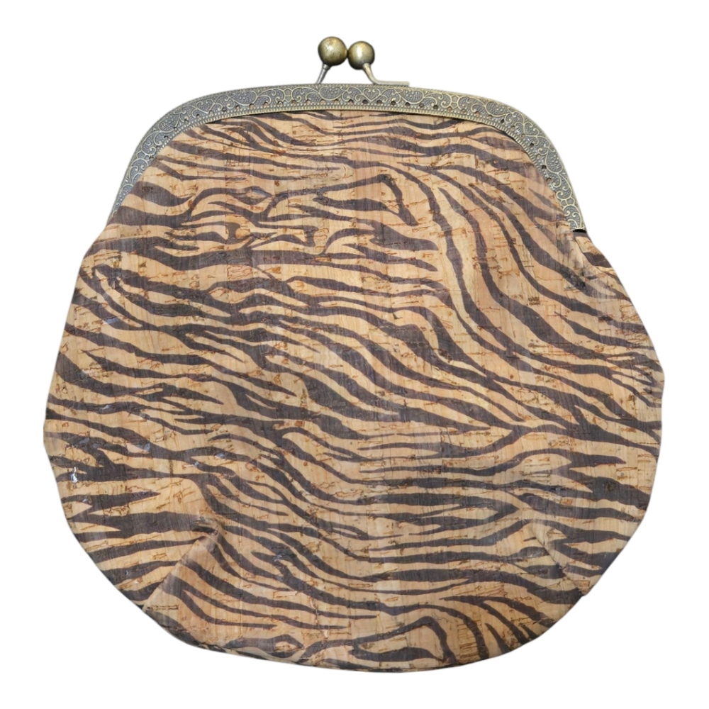 Tiger Cork Kisslock Clutch From Portugal - Picture 2 of 6